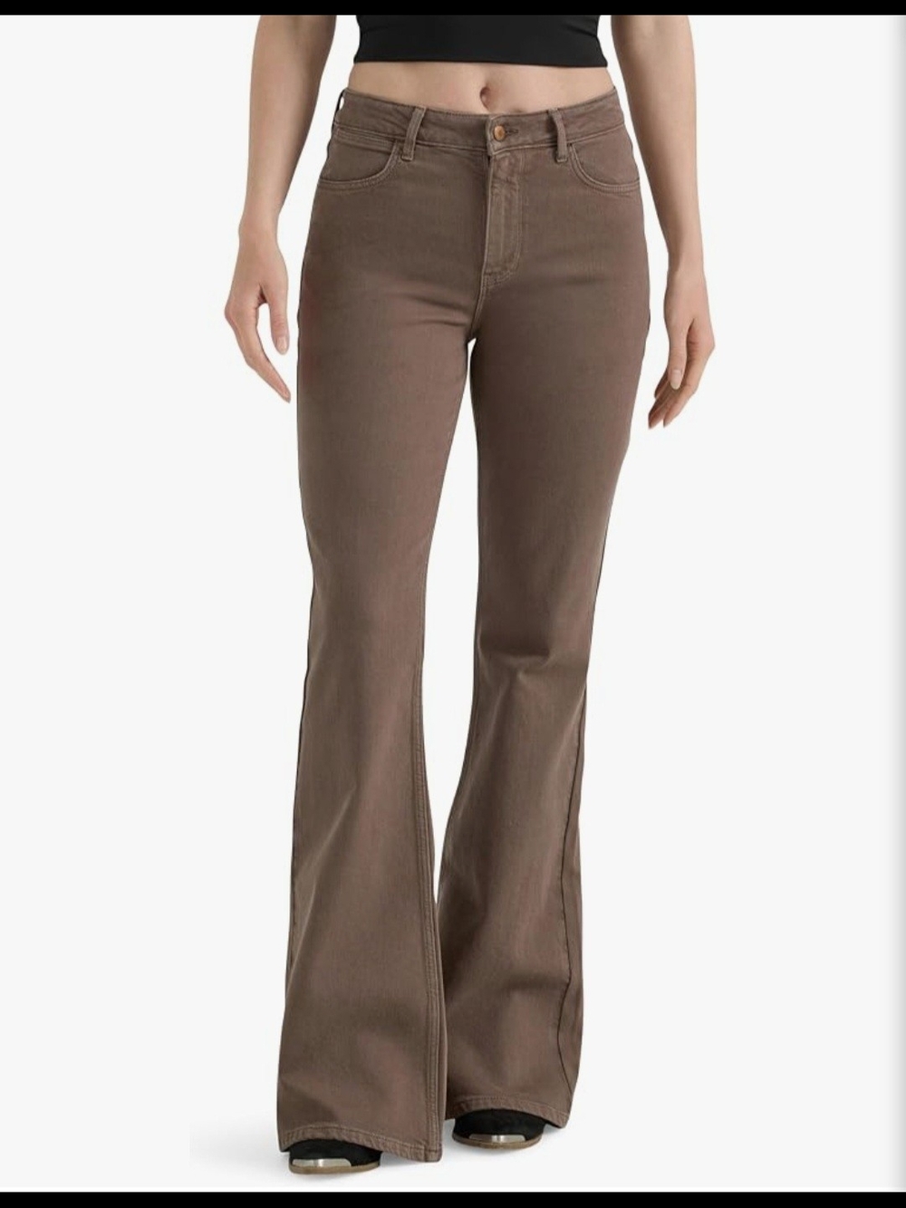 Wrangler Brown High-Rise Flare Jeans